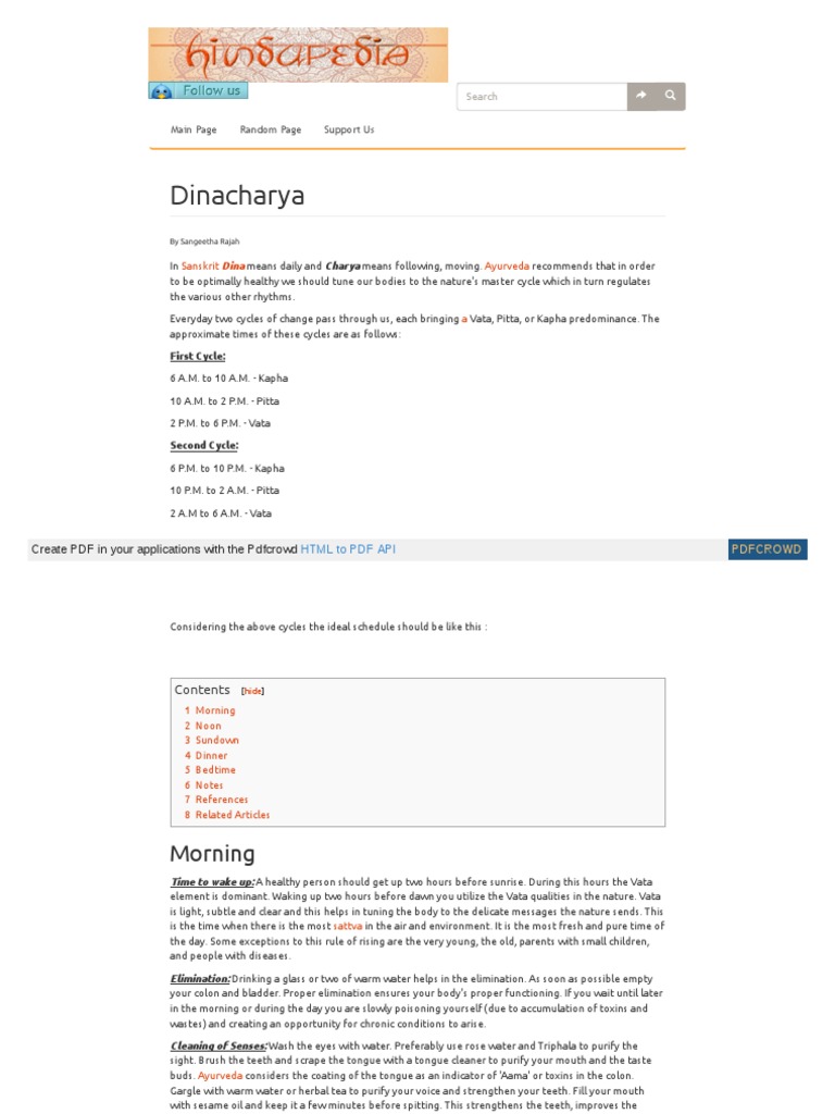 Ayurvedic daily routine schedule and benefits of Dinacharya | PDF ...