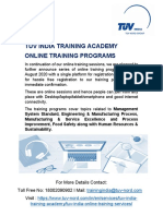 TUV India Training Academy Online Training Schedule PDF