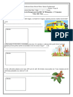 Avaliação de Matemática Paralela de Matemática 2 Trimestre