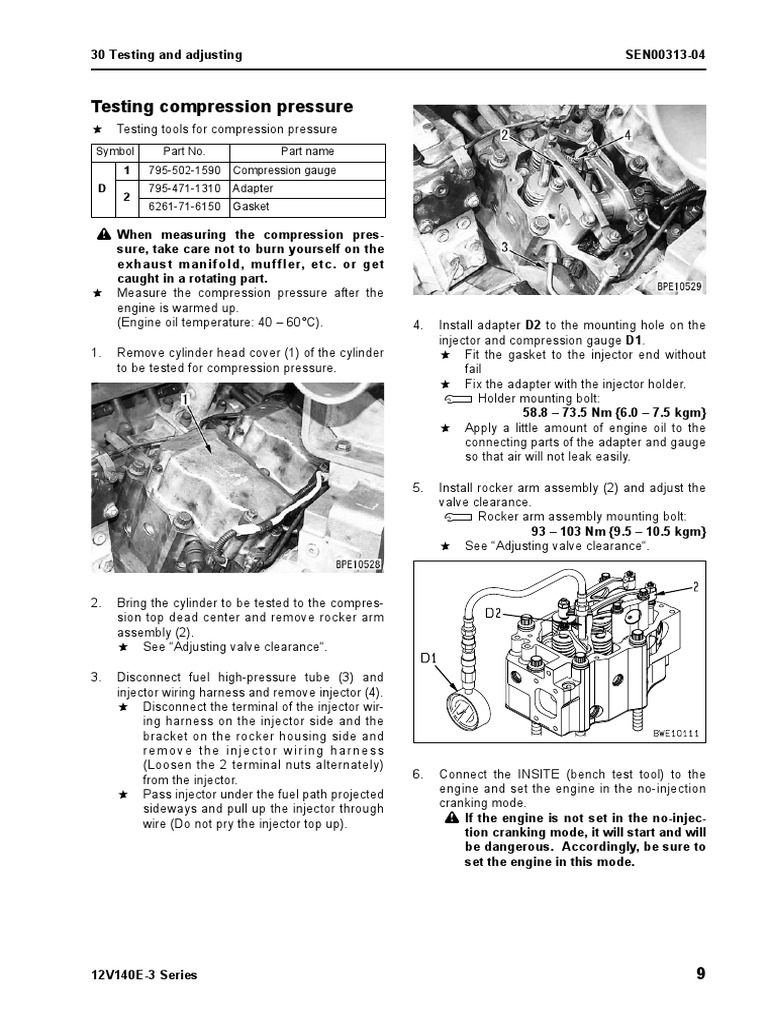 Testing Compression Pressure | PDF | Fuel Injection | Troubleshooting