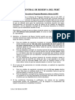 Banco Central de Reserva Del Perú: Nota Informativa Sobre El Programa Monetario: Febrero de 2001