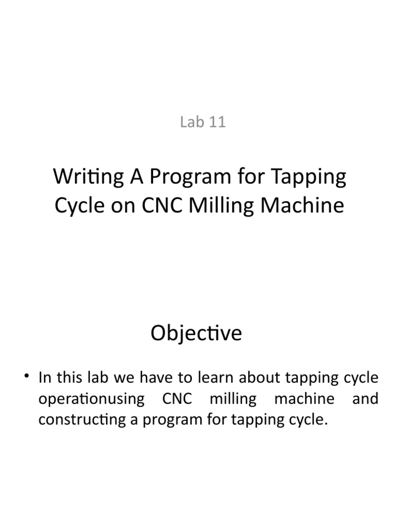 Writing A Program For Tapping Cycle On CNC Milling Machine PDF