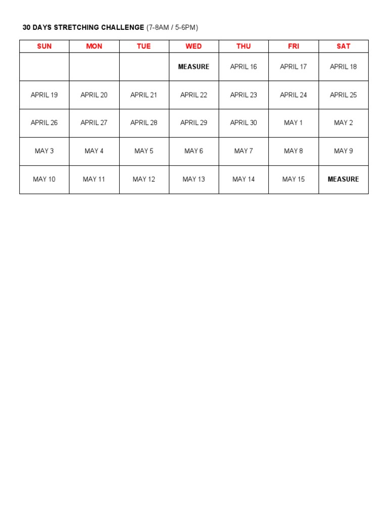 30 Days Stretching Challenge | PDF