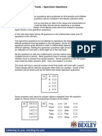 Bexley Selection Tests - Specimen Questions