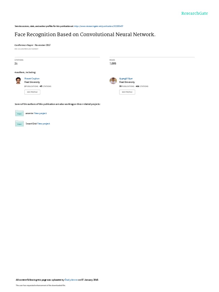 Face Recognition Based On Convolutional Neural Network November 2017