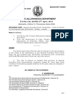 Finance (Allowances) Department: G.O.No.129, DATED 27 April, 2015