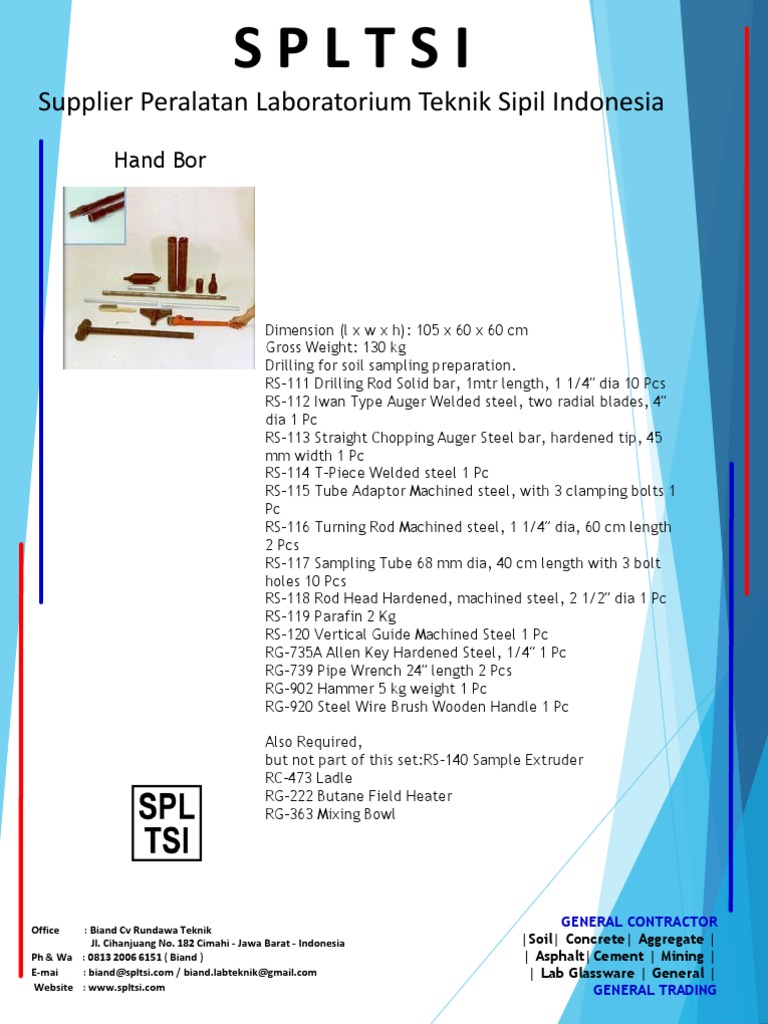 Soil Sampling Hand Boring Equipment | PDF | Building Materials | Tools