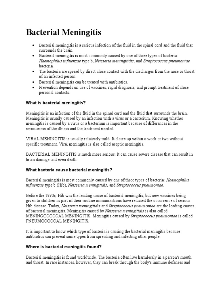 Understanding Bacterial Meningitis Risks | PDF | Meningitis | Pneumonia