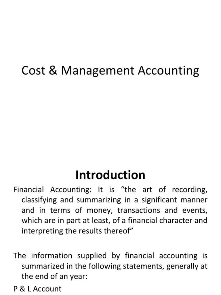 Cost and Management Accounting Overview | PDF | Cost Accounting ...
