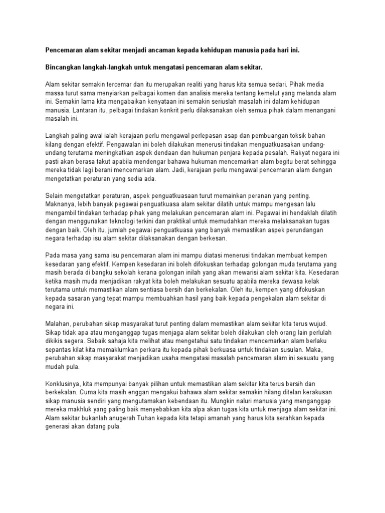 Karangan Pencemaran Alam Pdf