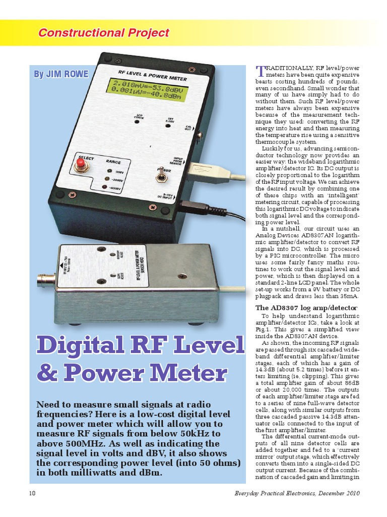 Design and Construction of a Low-Cost Digital RF Level and Power Meter ...