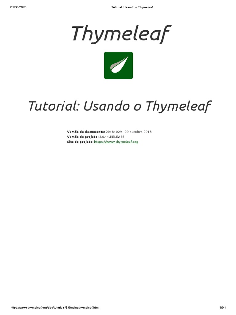 Tutorial Usando o Thymeleaf PDF PDF Script Java Html