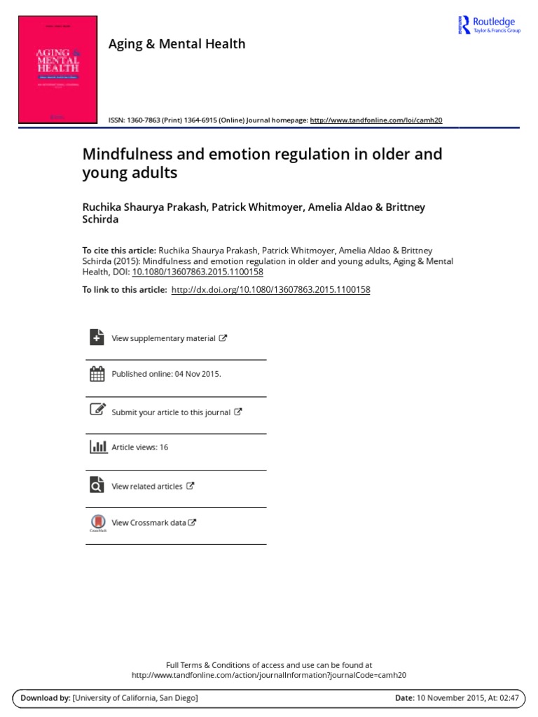 Mindfulness, Emotion Regulation in Adults | PDF | Emotional Self ...