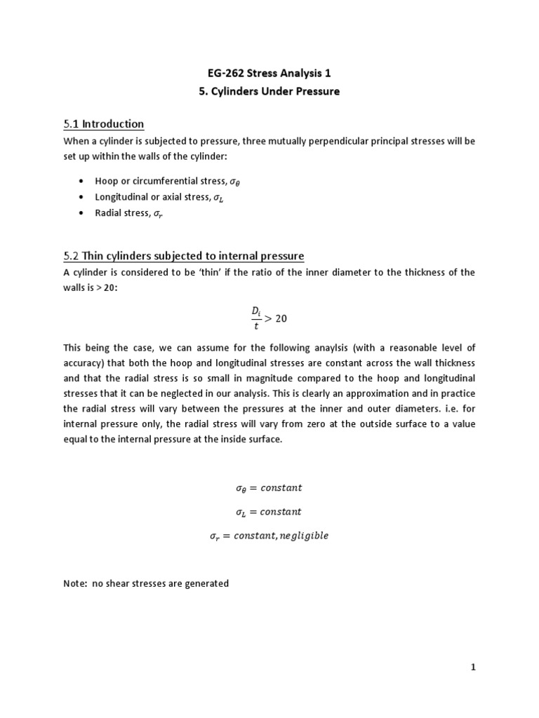 5.cylinders Under Pressure - Thin and Thick Cylinders | PDF | Stress ...