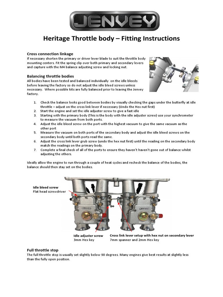 Proper Installation and Balancing of Jenvey Heritage Throttle Bodies ...