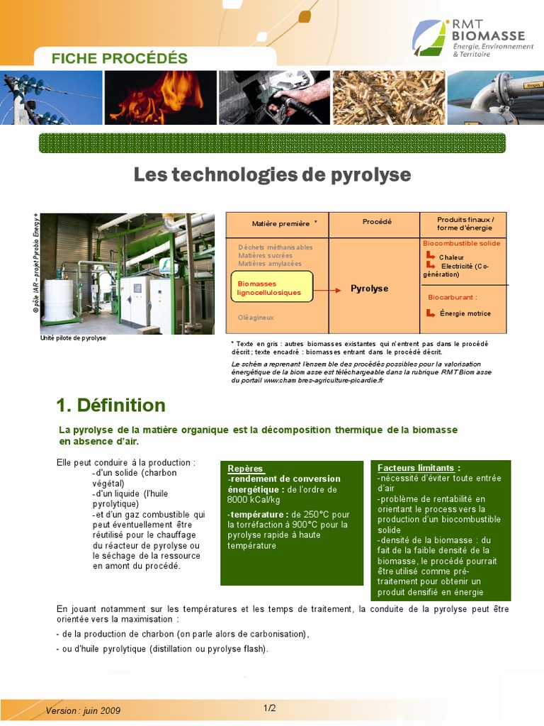 Fiche Procede Pyrolyse PDF | PDF | Pyrolyse | Biomasse (énergie)