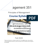 Syllabus - Management 351 - Professor David Wyld, Southeastern Louisiana University