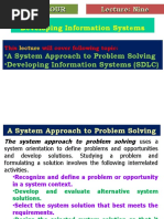 A System Approach To Problem Solving - Developing Information Systems (SDLC)