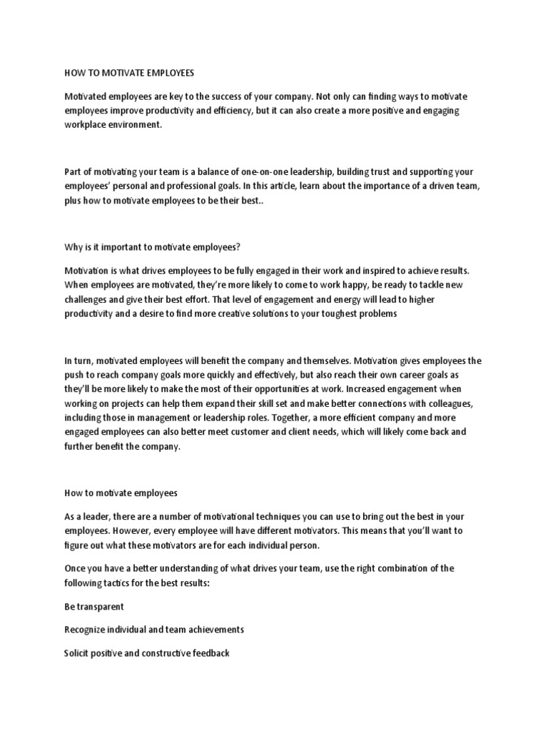How To Motivate Employees | PDF | Motivation | Motivational