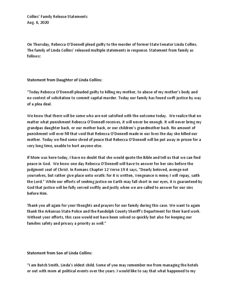 Collins' Family Statement | Download Free PDF | Plea