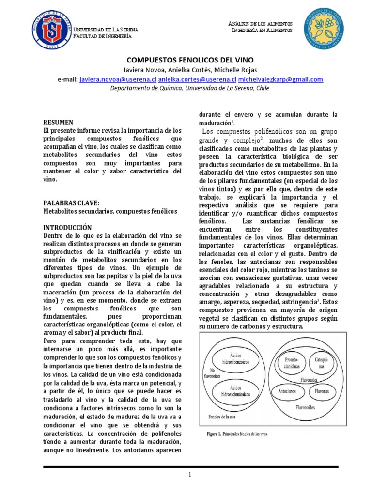 Compuestos Fenolicos Del Vino PDF Vino Flavonoide