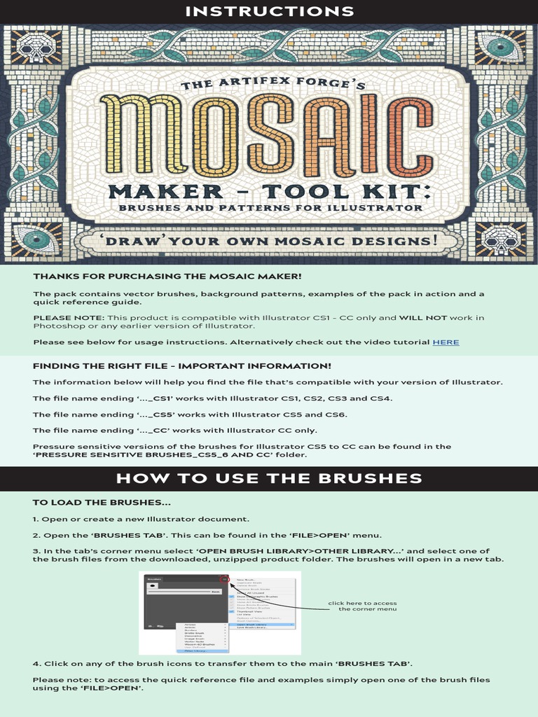 Illustrator Mosaic Brush Instructions | PDF | Adobe Illustrator | Icon ...