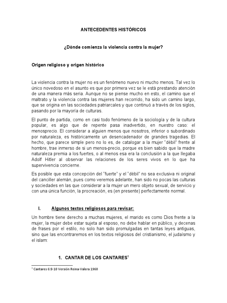 Historia de la violencia contra la mujer | PDF | La violencia contra ...