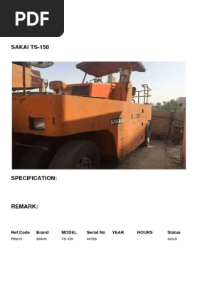 SAKAI TS-150: Ref - Code Brand Model Serial No Year Hours Status | PDF