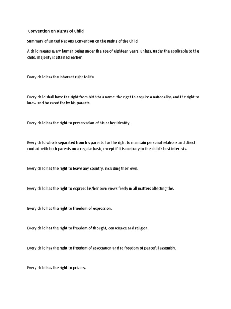 A Summary of the Comprehensive Set of Universal Rights Guaranteed to ...