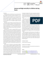 Delayed Cancer Diagnoses and High Mortality in Children During The COVID 19 Pandemic