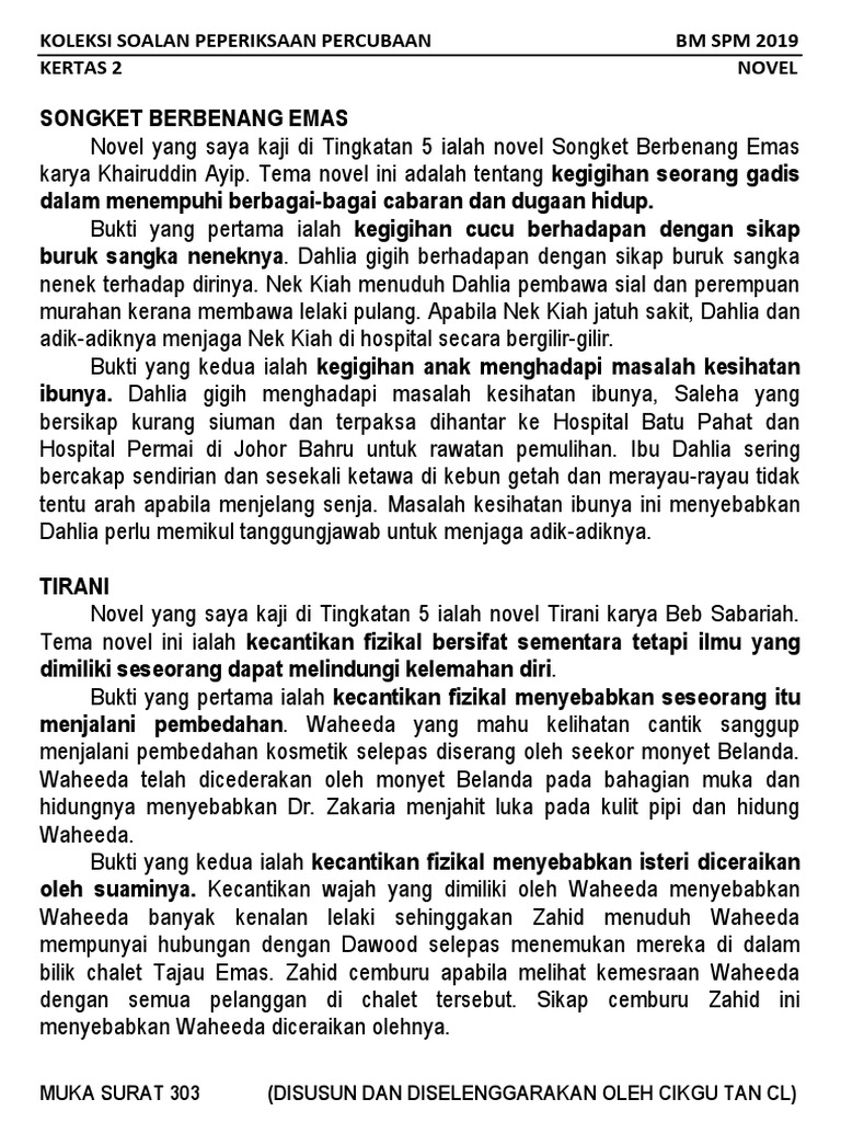 Kertas 2 Soalan Skema Novel Percubaan Spm 2019 Se Malaysia 3 Pdf