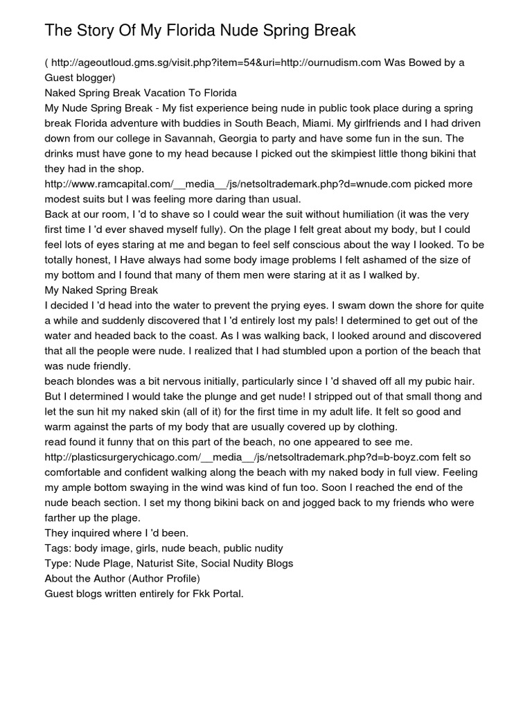 The Story of My Florida Naked Spring Breakpwgqb PDF PDF Nudity