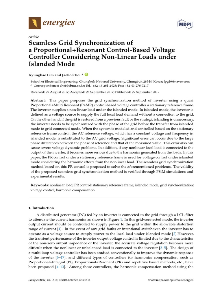 Energies 10 01514 v2 | PDF | Power Inverter | Electrical Grid
