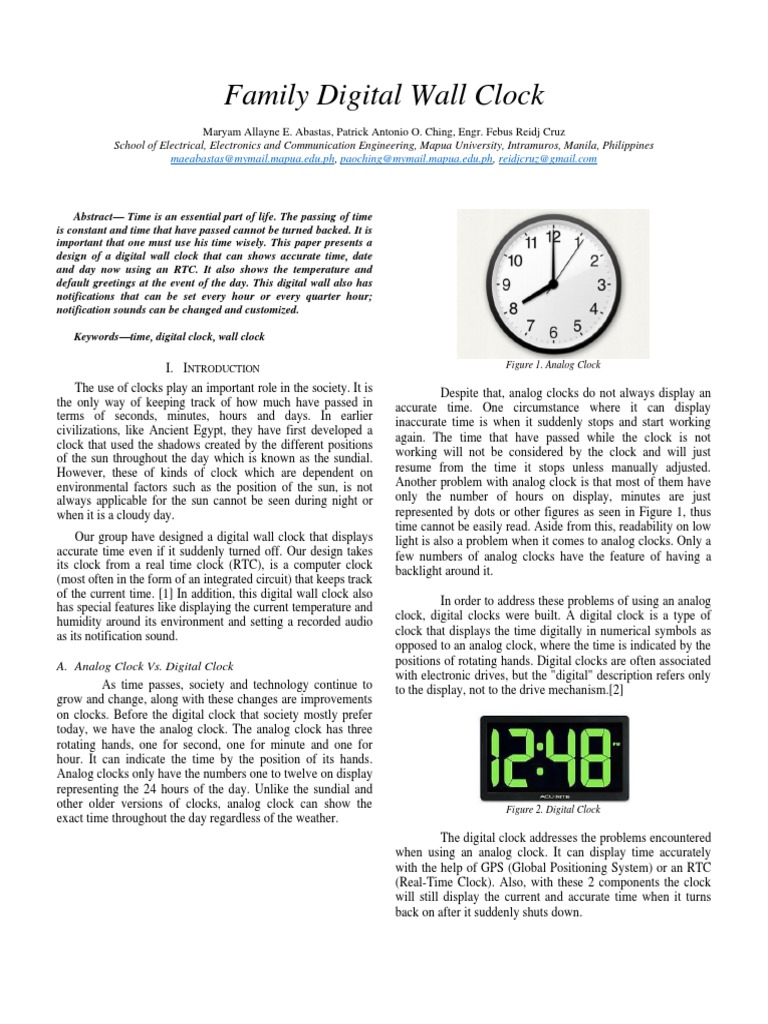 Digital Wall Clock Design and Features | PDF | Clock | Arduino