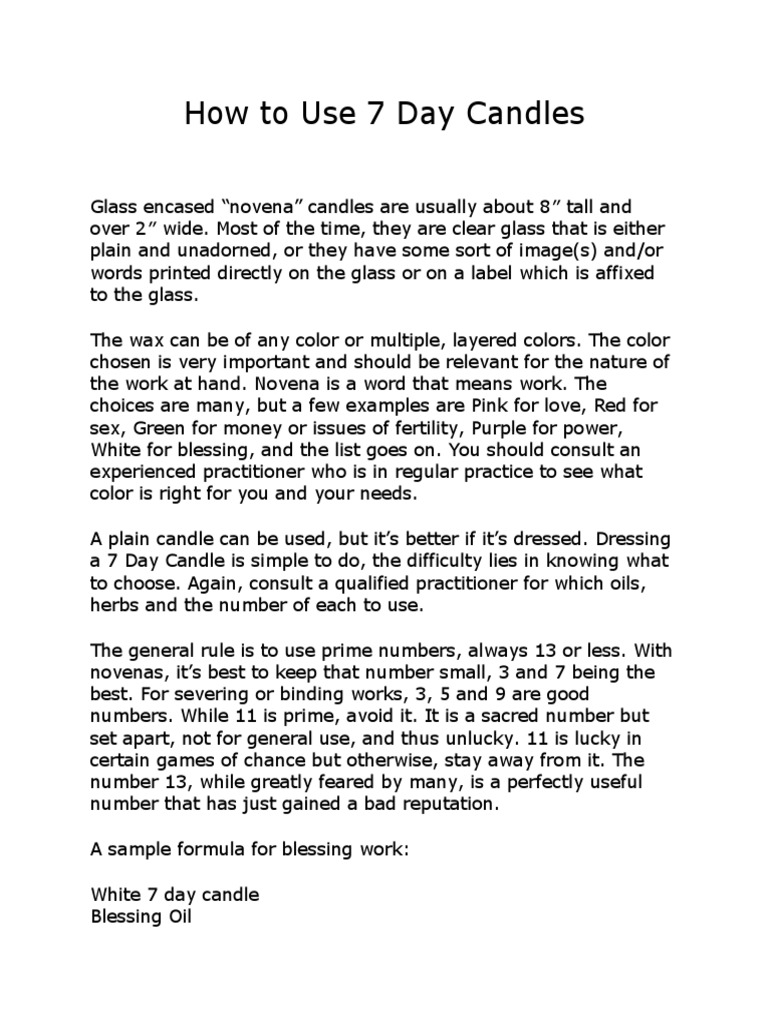 How To Use 7 Day Candles... PDF Candle Color
