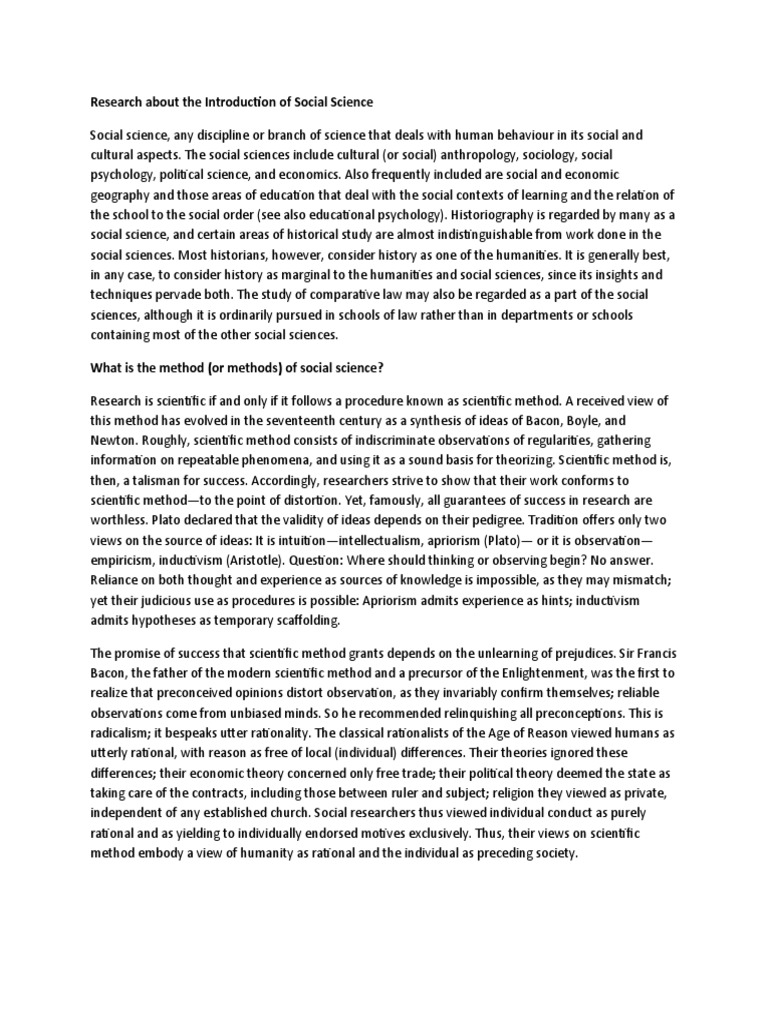 Research About The Introduction of Social Science | PDF | Social ...