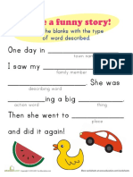 Write A Funny Story!: Fill in The Blanks With The Type of Word Described