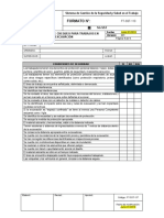 FT-SST-110 Formato Lista de Chequeo para Trabajos en Excavación