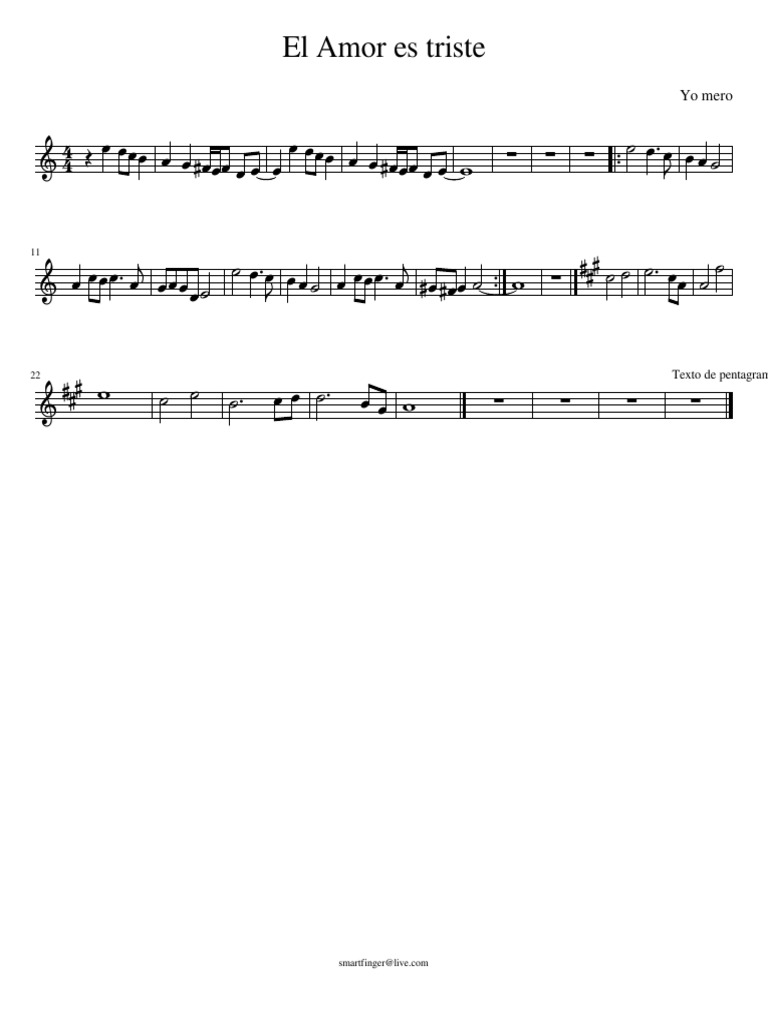 El Amor Es Triste Violin Part PDF