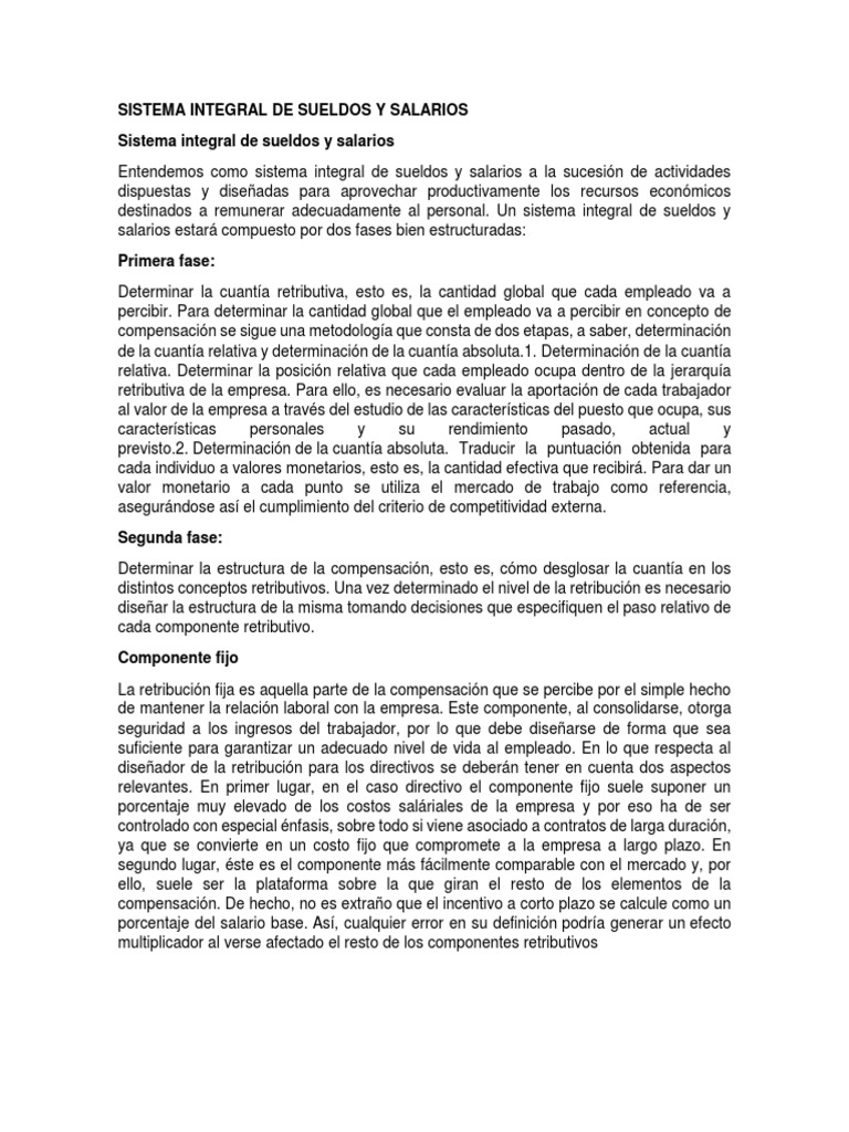 Sistema Integral de Sueldos y Salarios | PDF | Salario | Business