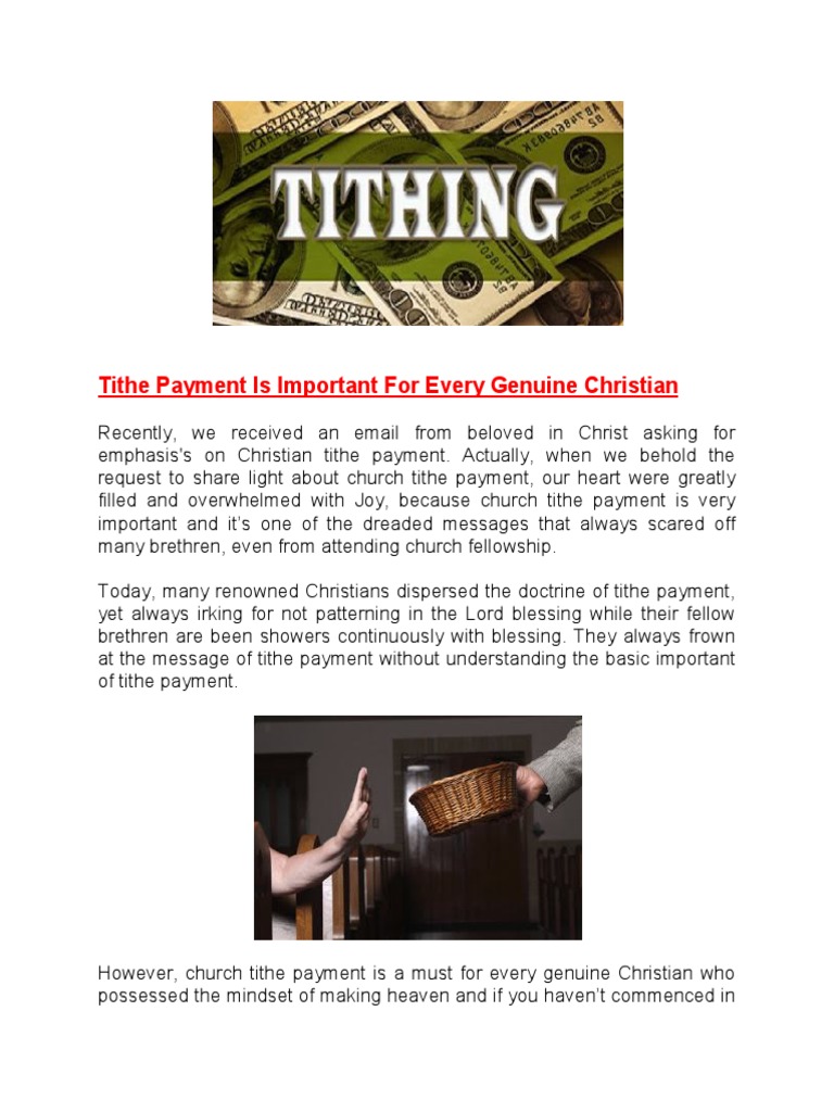 Tithe Payment Is Important For Every Genuine Christian | PDF | Tithe ...