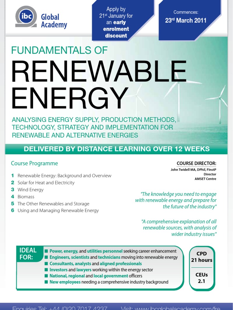 Fundamentals of Renewable Energy Course | PDF | Solar Power | Renewable ...