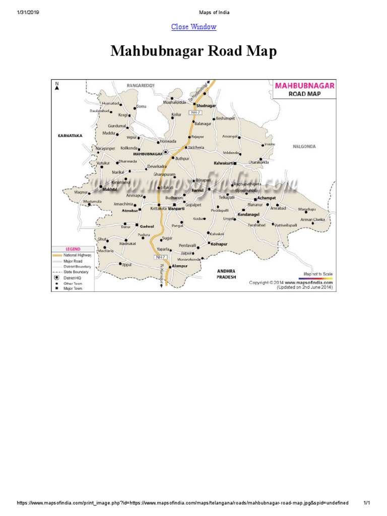 Mahbubnagar District Road Map | PDF