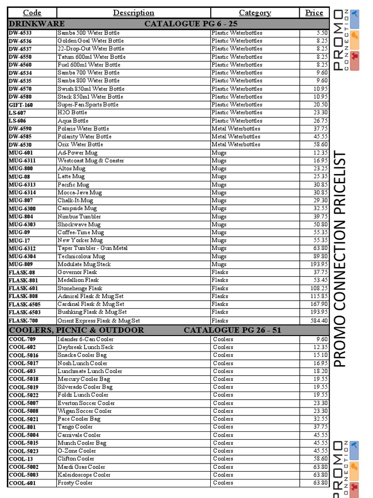 Promo Connection Pricelist - Gifts and Clothing | PDF | Pen | Usb Flash ...