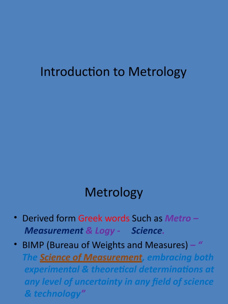 Introduction to Metrology Overview | PDF | Metrology | Accuracy And ...
