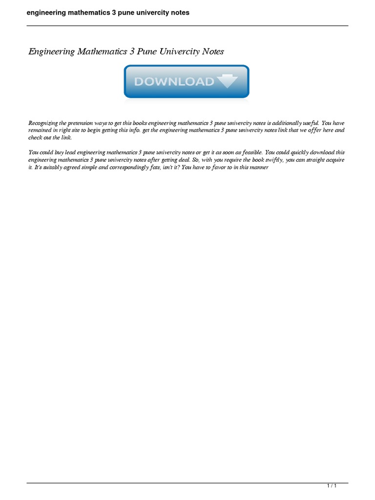 Engineering Mathematics 3 Pune Univercity Notes | PDF