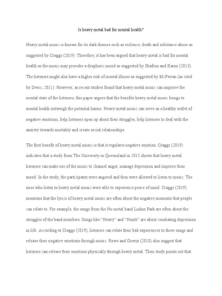 Is Heavy Metal Bad For Mental Health? PDF Depression (Mood