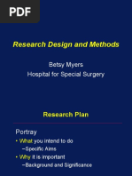 Research Design and Methods: Betsy Myers Hospital For Special Surgery