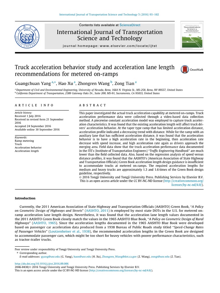 Truck Acceleration Behavior Study and Acceleration Lane Length