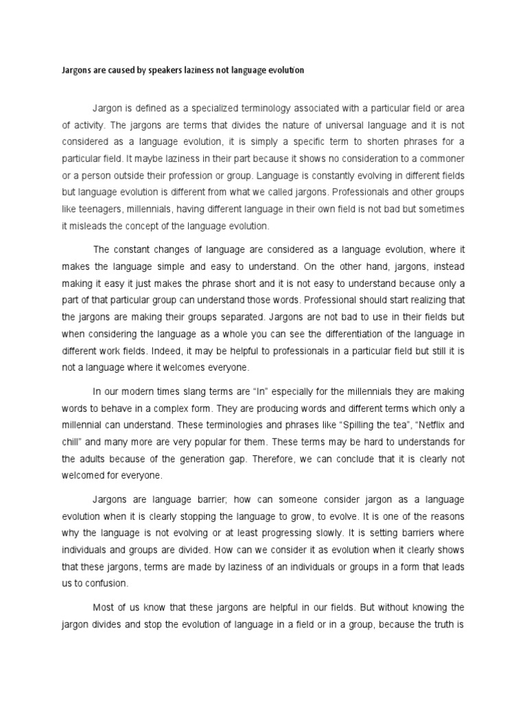 Jargons: Barriers to Language Evolution | PDF | Jargon | Semiotics